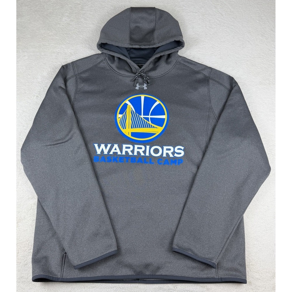 Golden State Warriors Basketball Camp Gray Pullover Hoodie Under Armour Men's L‎